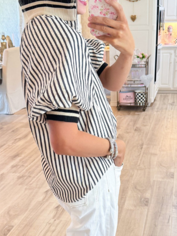 Stripe Half Zip Top