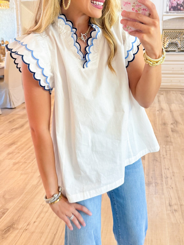 Off White Scalloped Blouse