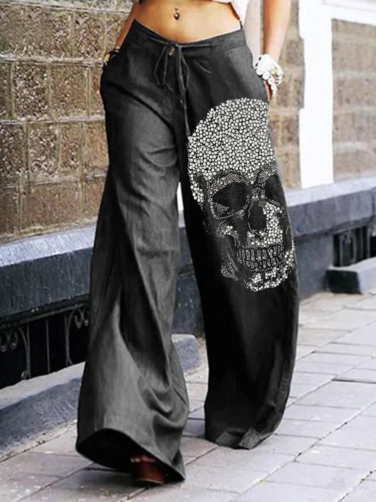 Punk skull casual loose wide-leg pants