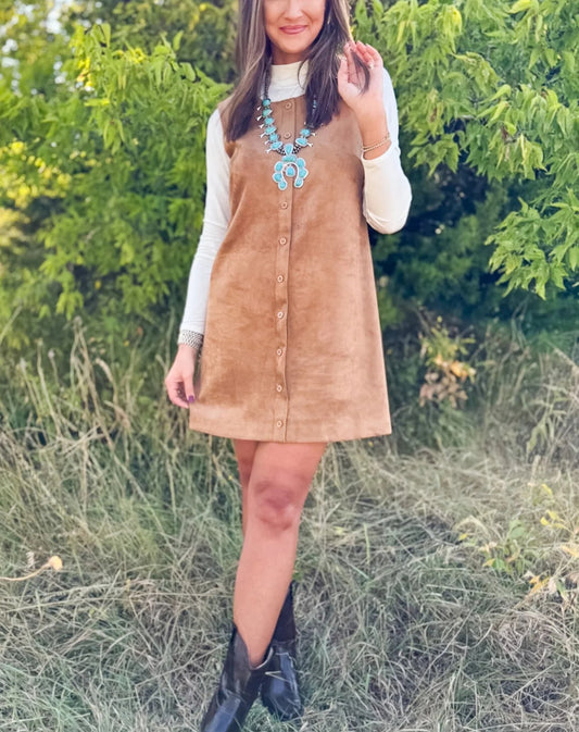 Button suede dress