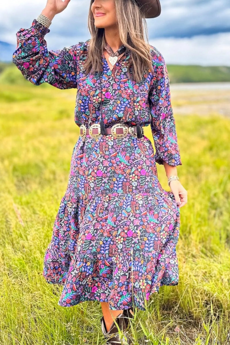 Rowan Long Sleeve Maxi Dress In Empress Blooms