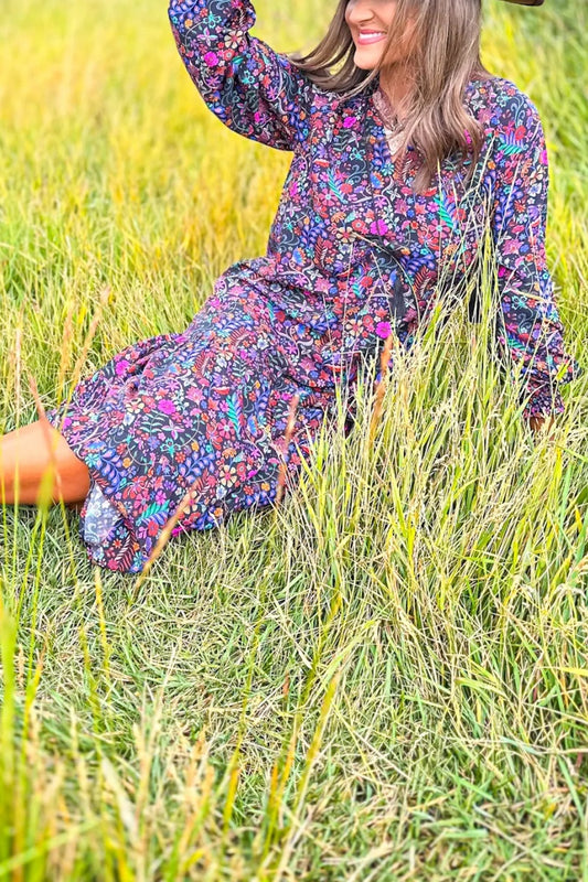 Rowan Long Sleeve Maxi Dress In Empress Blooms