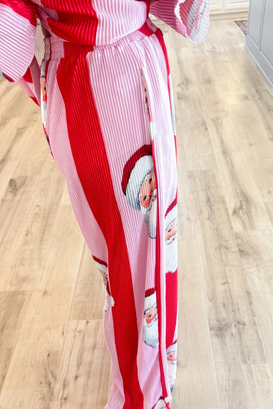 Pink and Red Santa Ribbed Set