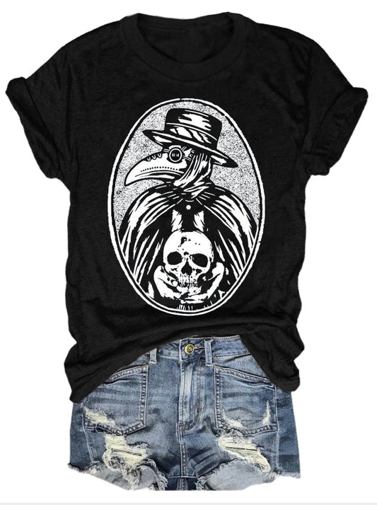Punk print casual T-shirt