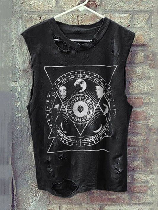 Punk print sleeveless T-shirt