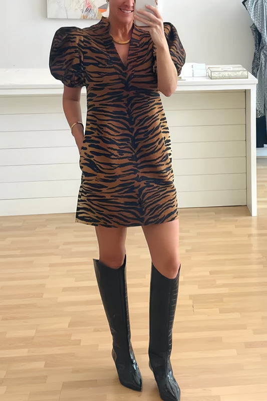 Tiger Jacquard Mini Dress