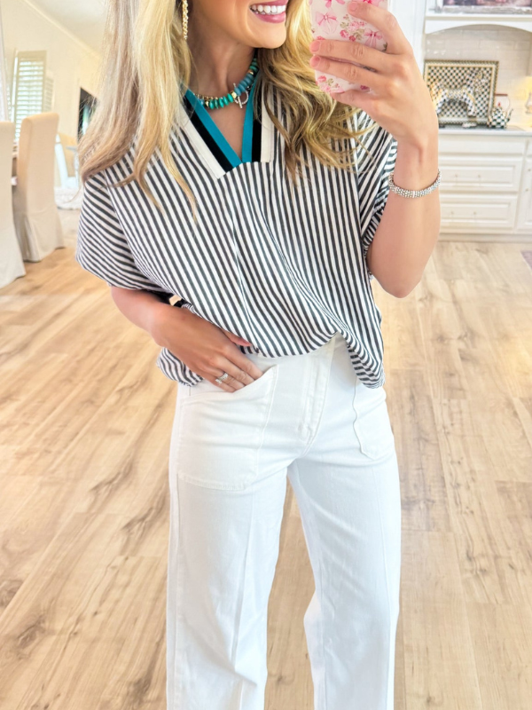 Black Stripe Dolman Sleeve Top