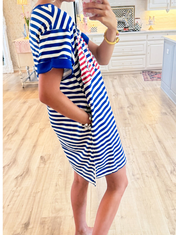 Blue Stripe USA Patch Dress