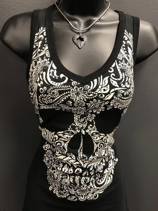 Flashing skull tank top