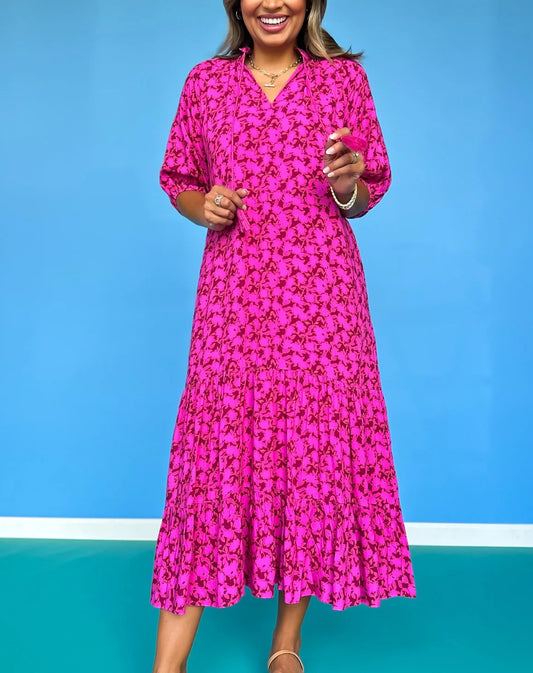 Floral short-sleeved maxi dress