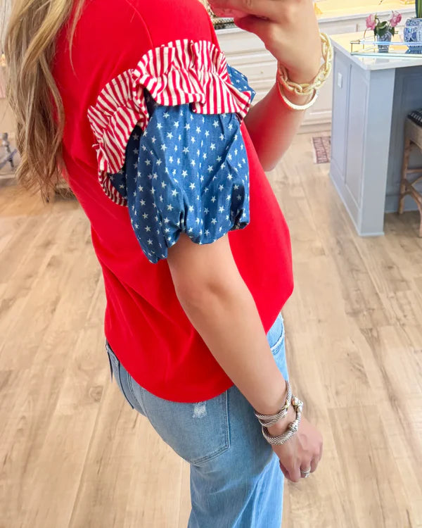 Women's American style puff sleeve top