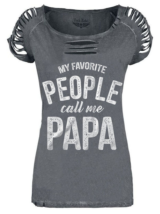 Punk hole personality casual T-shirt