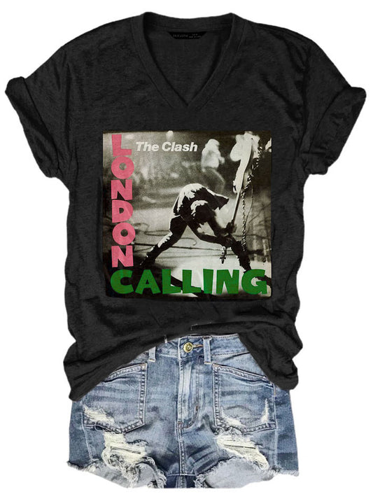 Punk print casual T-shirt