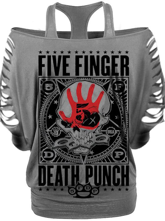 Famous band print short-sleeved T-shirt