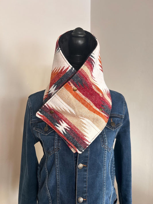 Western Aztec Warm Neck Hood - Multicolor