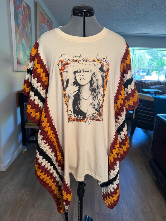 Stevie Nicks Crochet T-Shirt Poncho