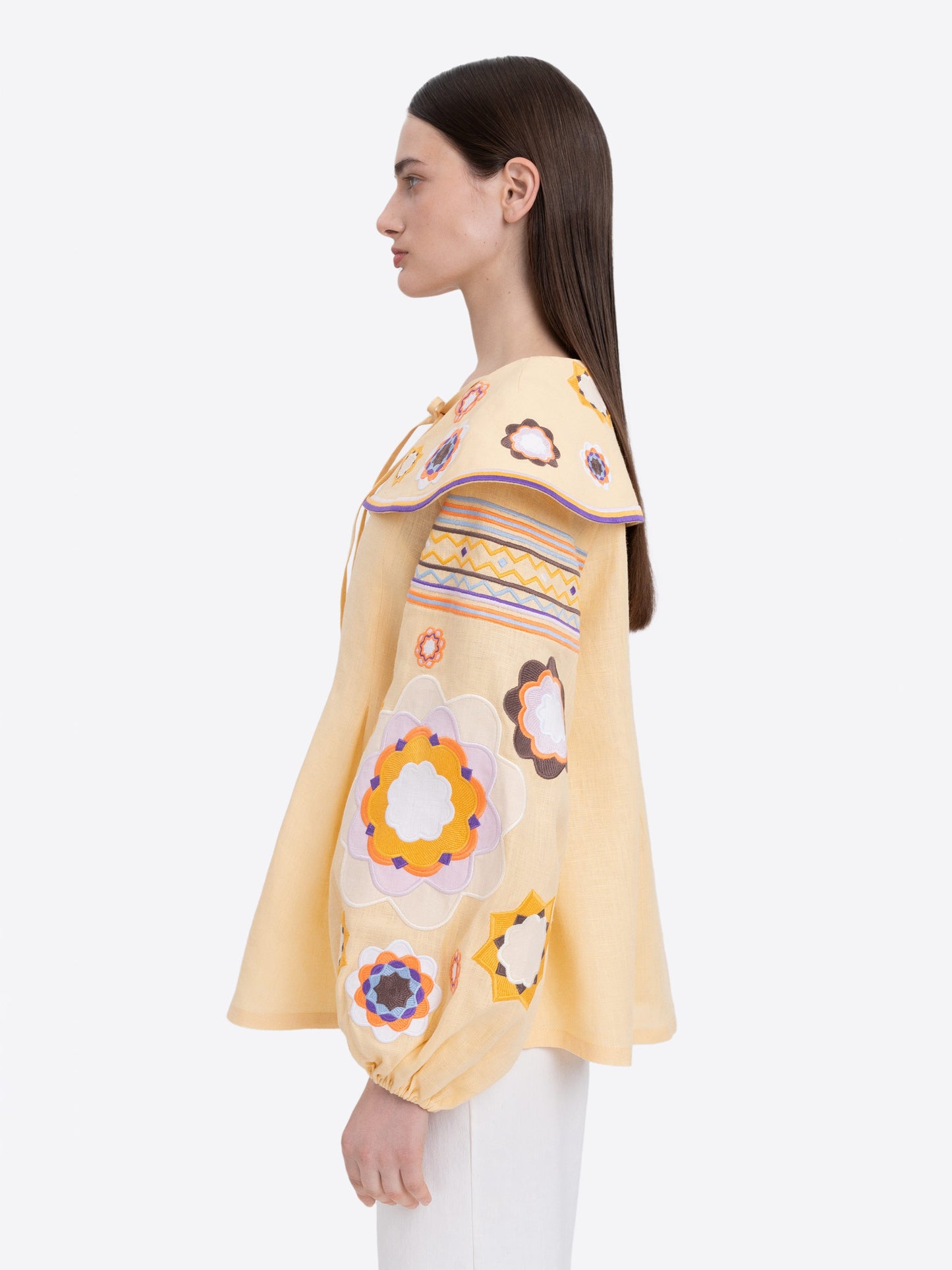 Sunshine Yellow Linen Wide Collar Shirt