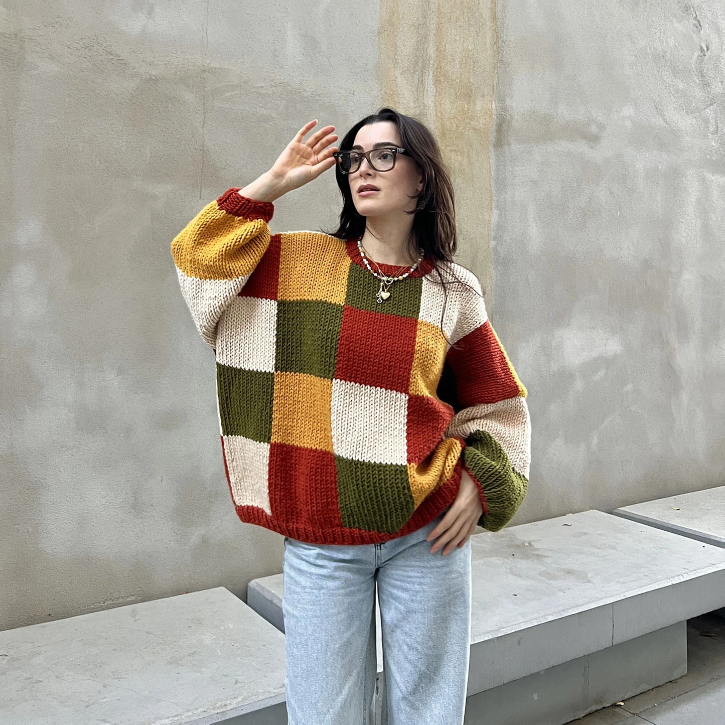 Color-Block Oversized Knit Sweater
