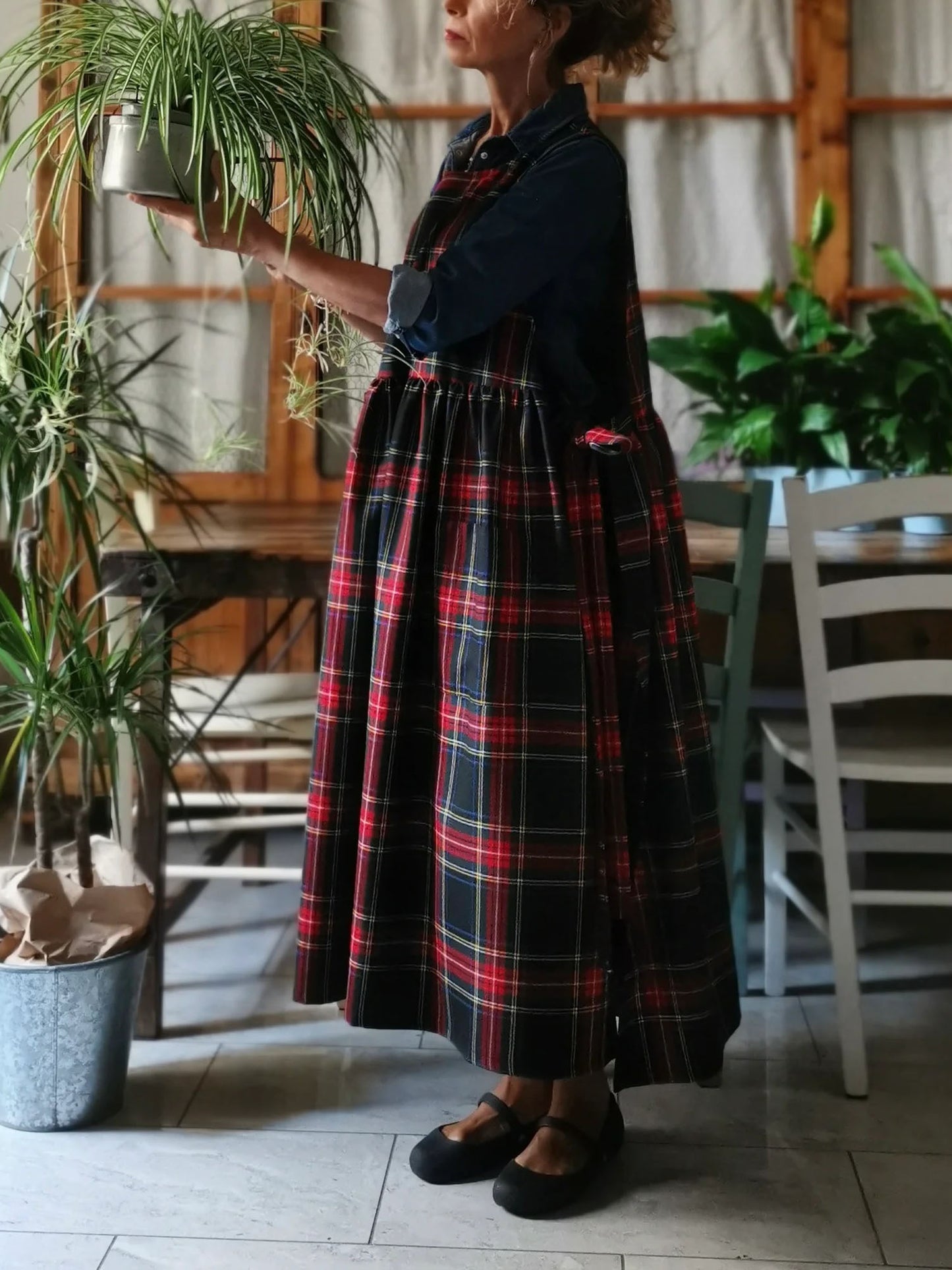 Black Red and Green Tartan Dress Apron