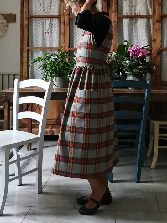 Grey And Red Tartan Dress Apron
