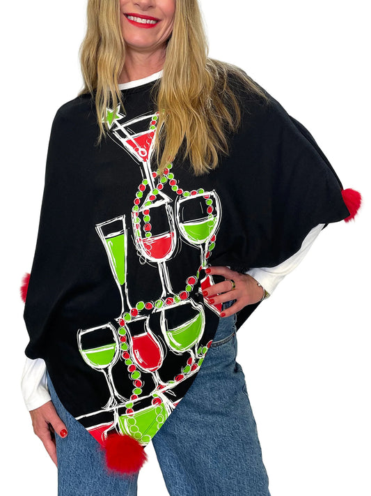 Stacked Drinks Poncho T-Shirt