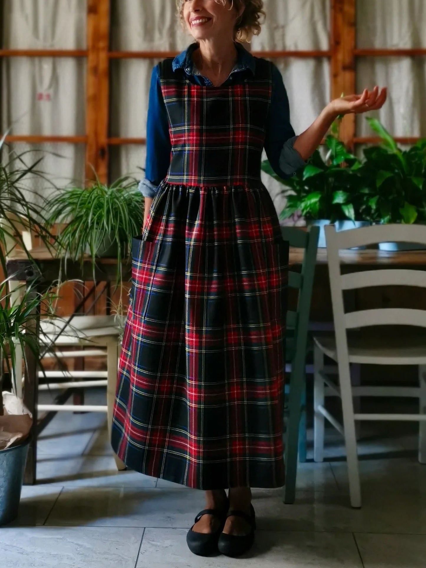 Black Red and Green Tartan Dress Apron