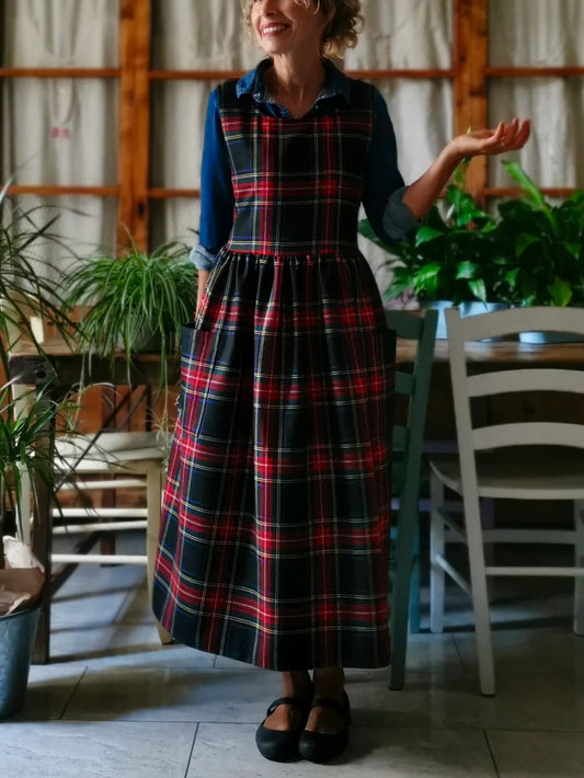 Black Red and Green Tartan Dress Apron