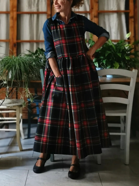 Black Red and Green Tartan Dress Apron