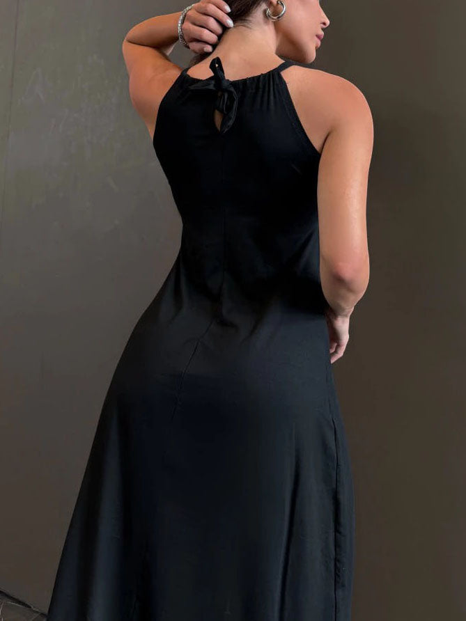 Rhinestone Studded Rock Glam Maxi Dress