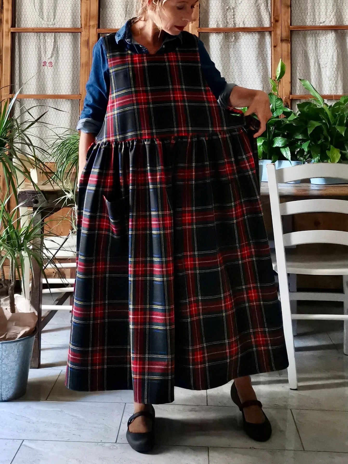 Black Red and Green Tartan Dress Apron