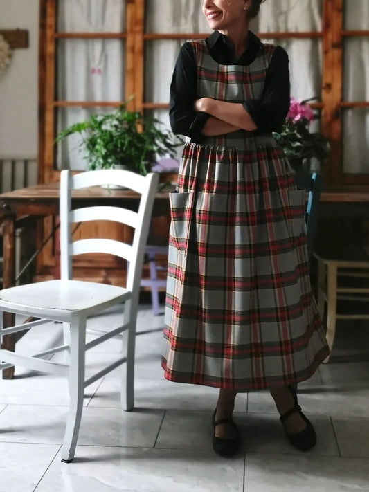 Grey And Red Tartan Dress Apron