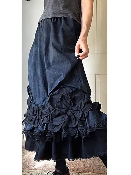 Midnight/Black Ruffly Petal Flower Bloomers Pants
