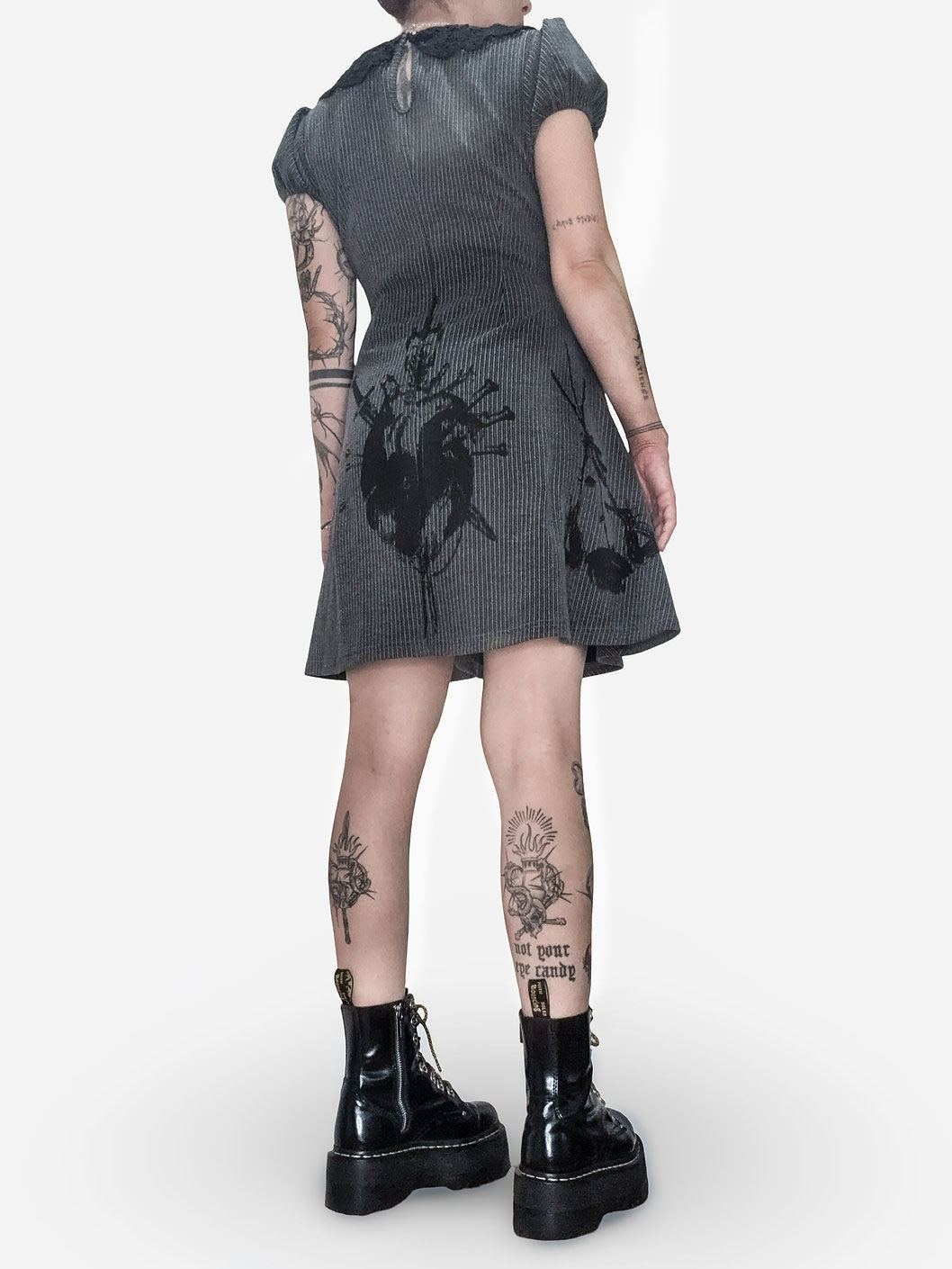 Gothic Medieval Weapon Print Ribbed Mini Dress