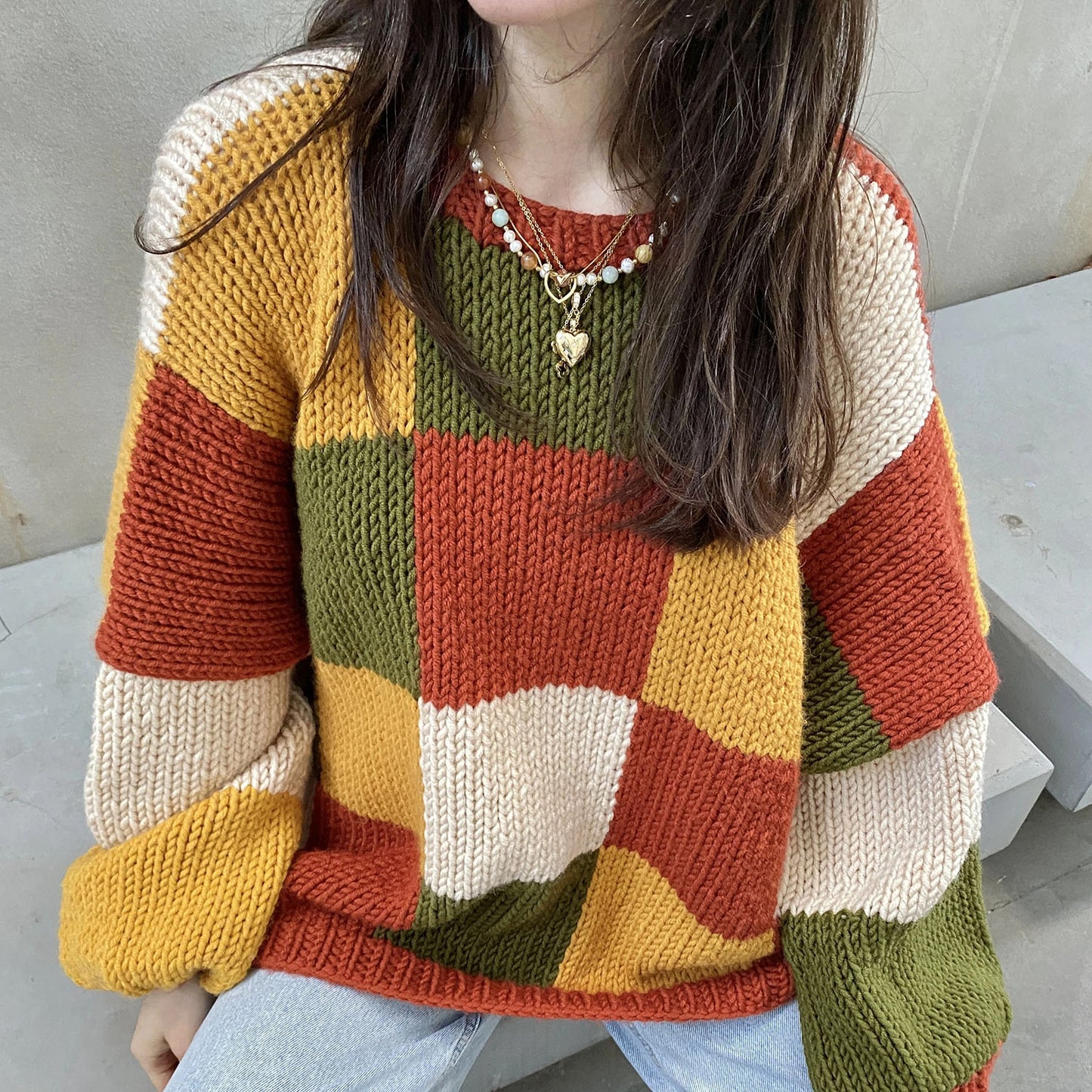 Color-Block Oversized Knit Sweater