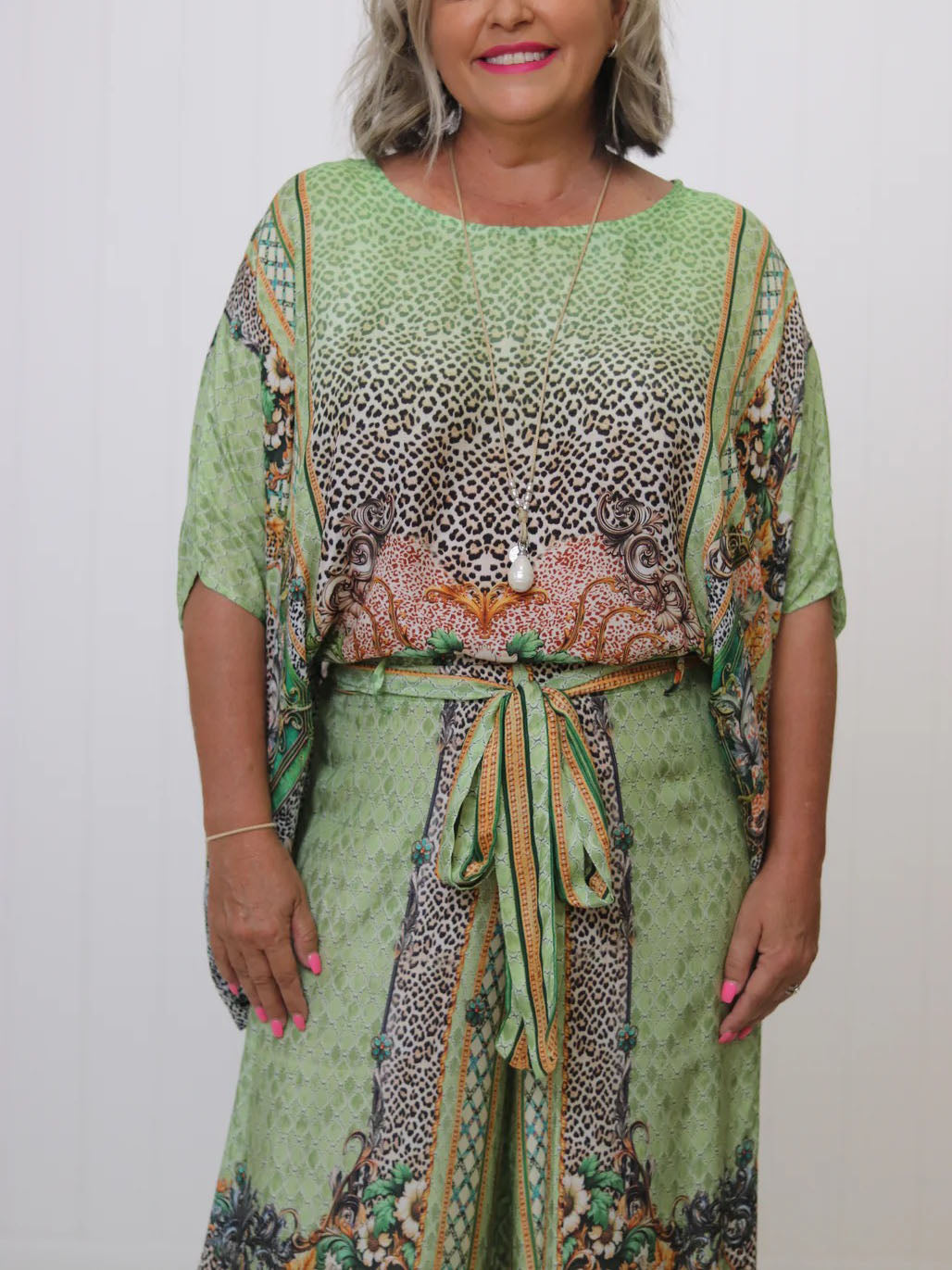 Eclectic Print Batwing Wide-Leg Set