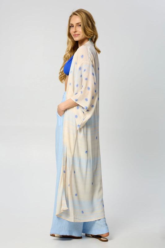 Soft Blue Dot Kimono