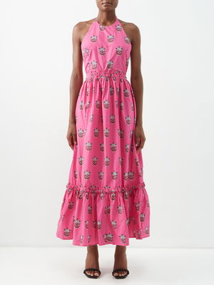 Salena Printed Cotton Halterneck Dress