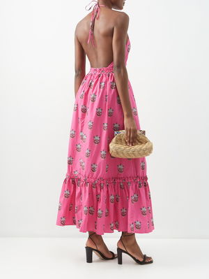 Salena Printed Cotton Halterneck Dress