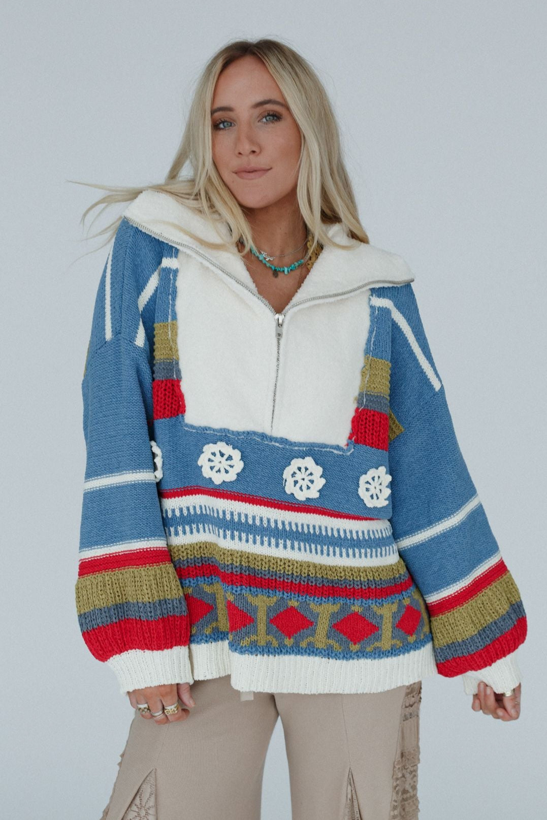 Opal Patterned Pullover - Blue Multi