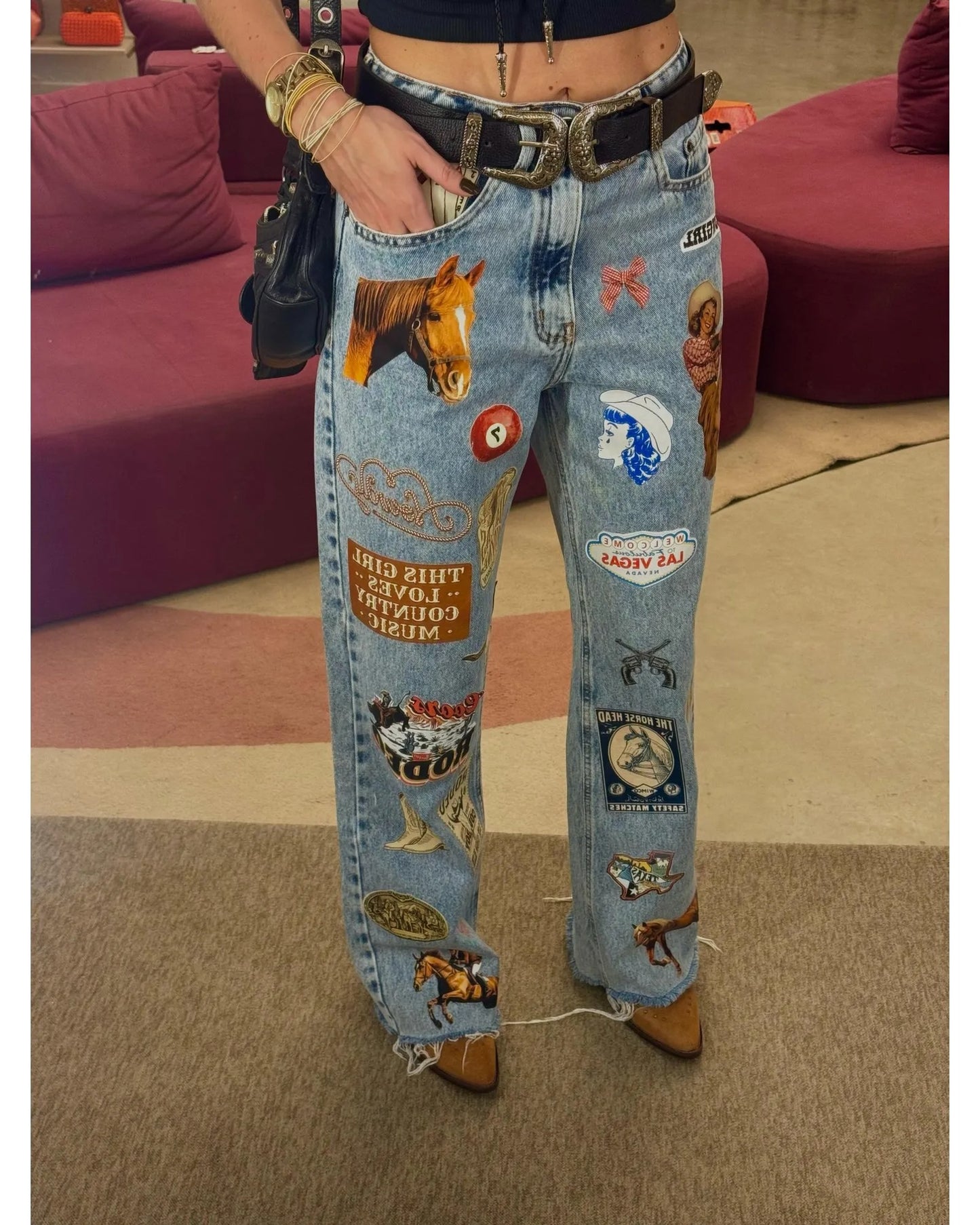 Patterned Country Jeans